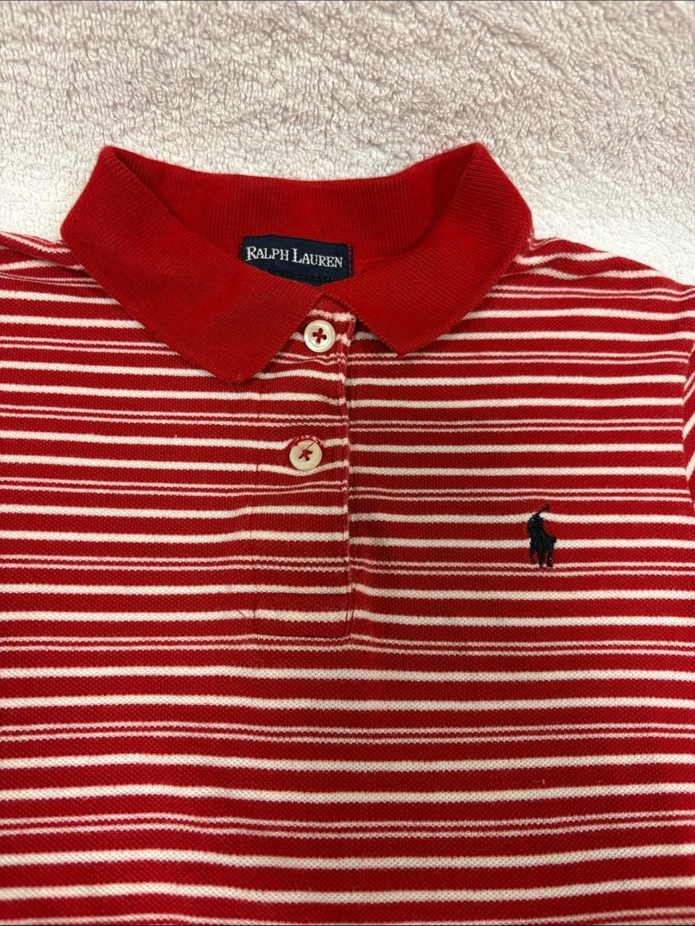 Ralph Lauren Red & White Striped Polo-Knit Dress for Kids size 6